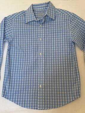 Cat & Jack Boys Blue Plaid Button Down Shirt Size 8